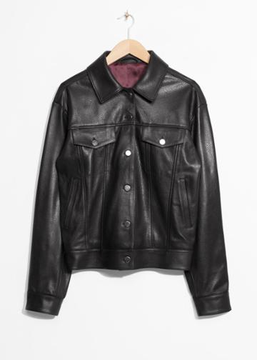 Other Stories Leather Jacket - Black