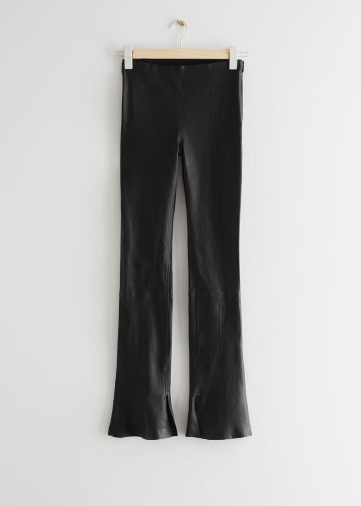 Other Stories Fitted Leather Trousers - Black