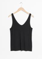 Other Stories Ribbed Scoop Tank Top - Black