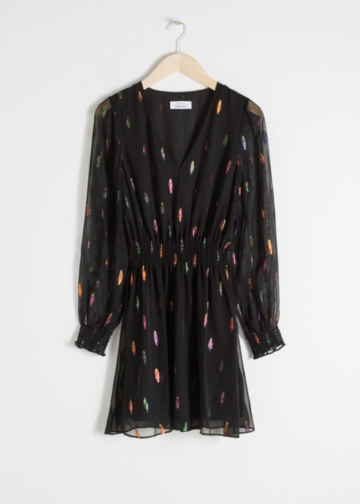 Other Stories Sheer Metallic Mini Dress - Black
