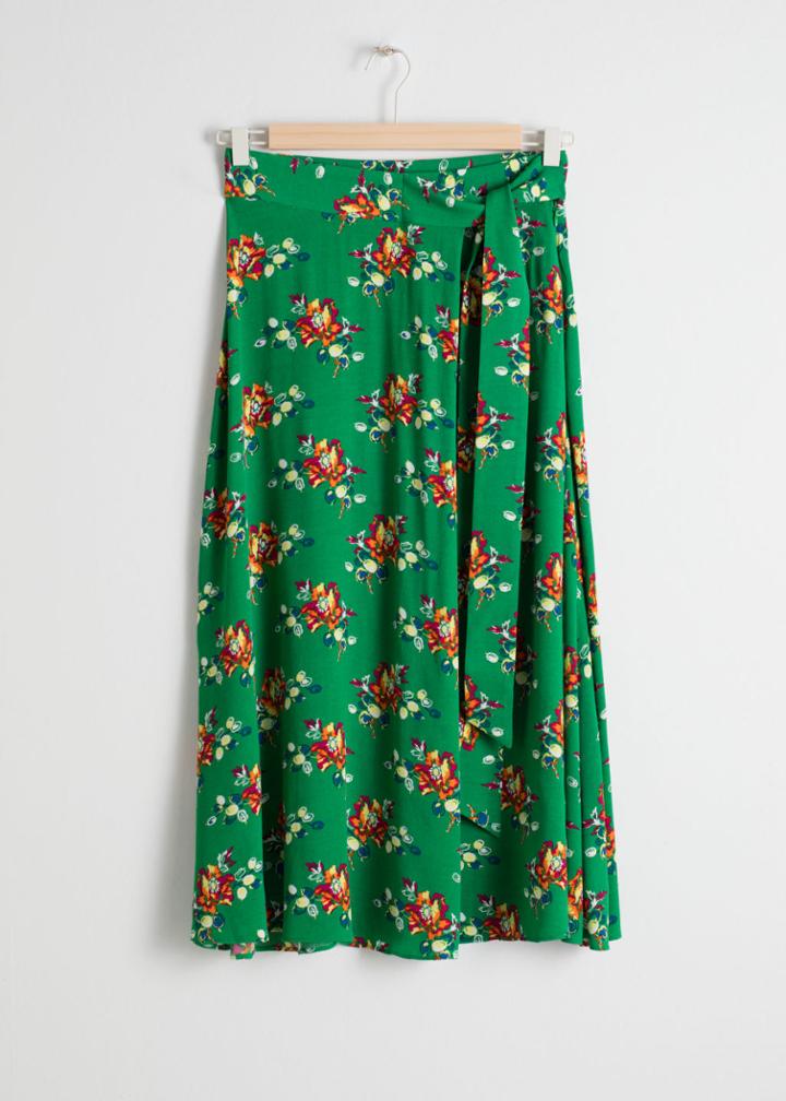 Other Stories Belted Midi Skirt - Green