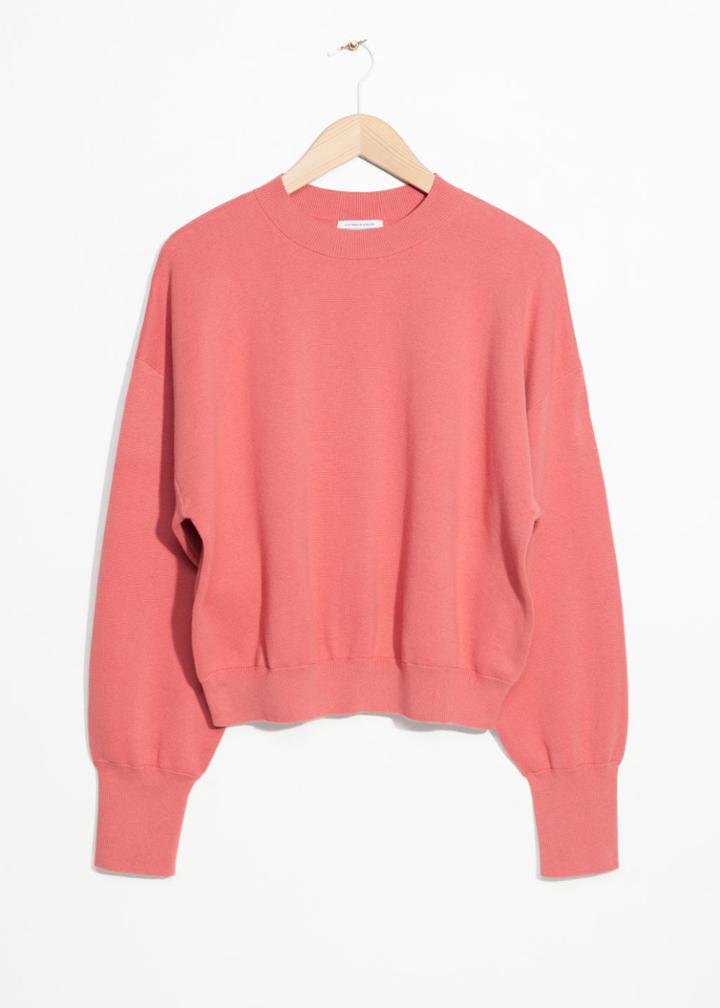 Other Stories Cropped Knit Sweater - Red