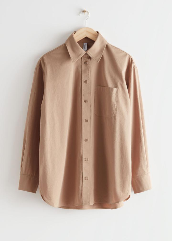 Other Stories Oversized Chest Pocket Shirt - Beige