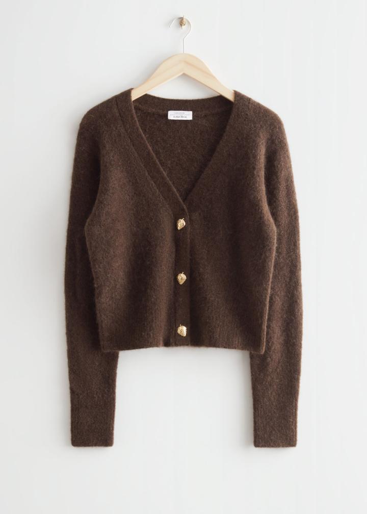 Other Stories Gold Button Cardigan - Brown