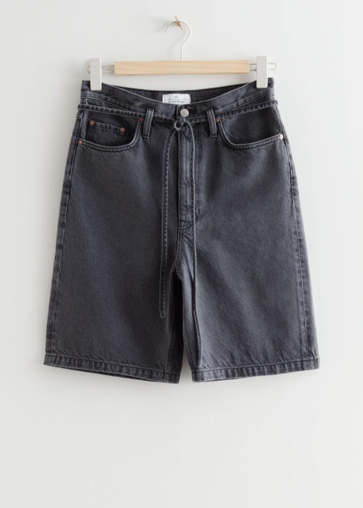 Other Stories Wonder Cut Denim Shorts - Grey