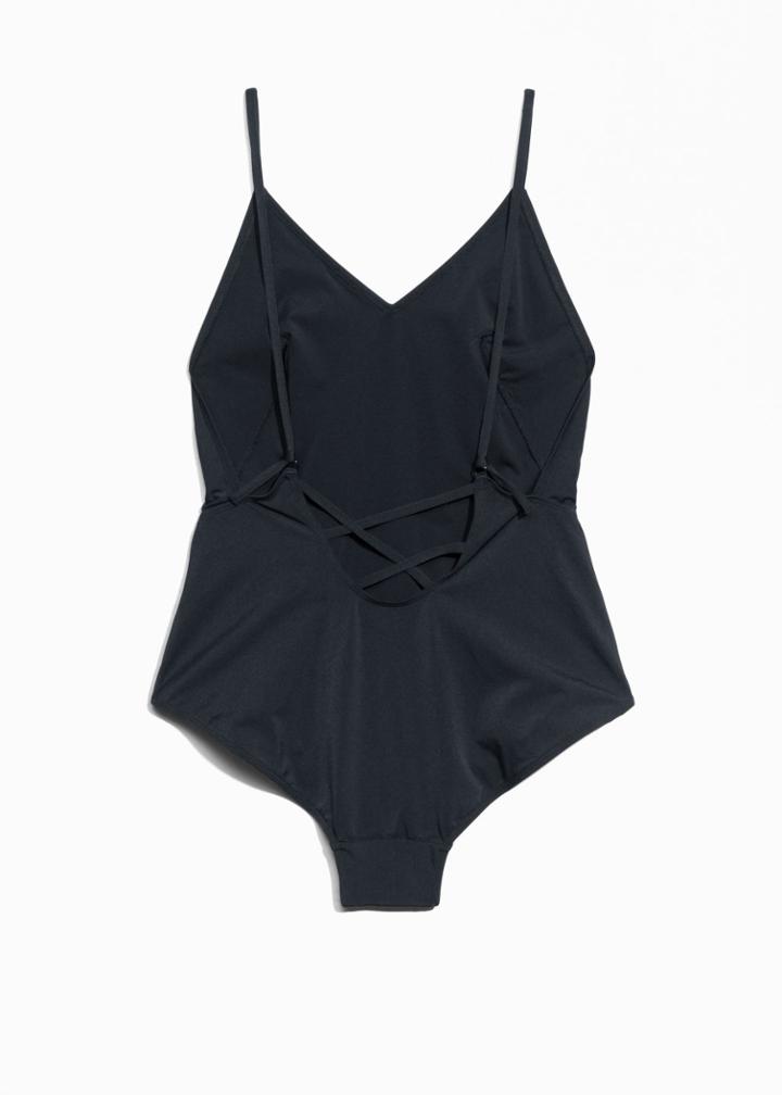 Other Stories Strap Back Swimsuit - Black