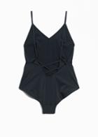 Other Stories Strap Back Swimsuit - Black