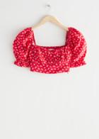 Other Stories Puff Sleeve Crop Top - Red