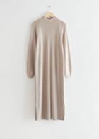 Other Stories Rib Knit Midi Dress - Beige
