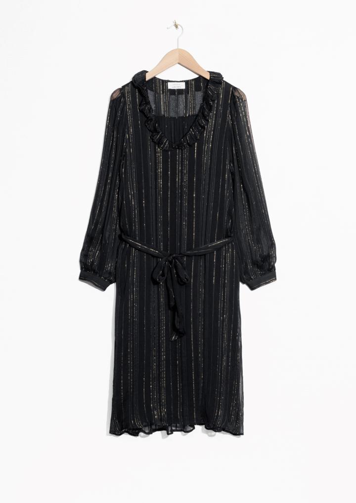 Other Stories Metallic Stripes Frill Dress