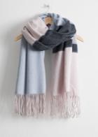 Other Stories Oversized Two Toned Wool Scarf - Blue