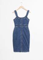Other Stories Fitted Denim Pencil Dress - Blue