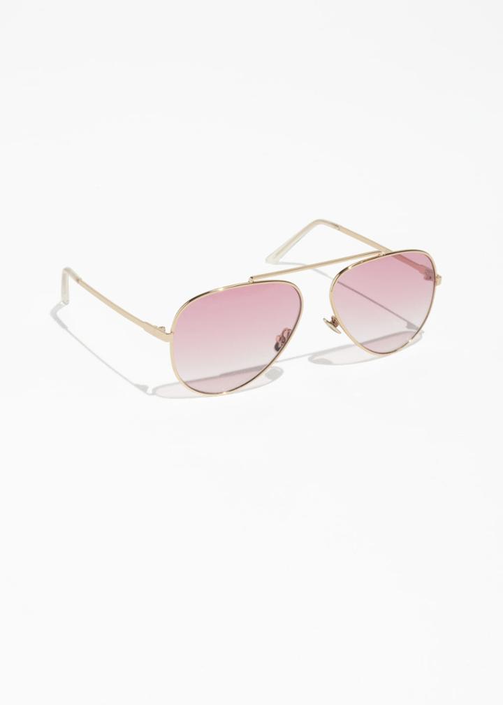Other Stories Tinted Aviator Sunglasses - Pink