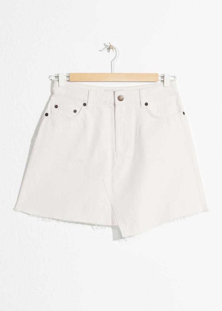 Other Stories Raw Hem Denim Skirt - White