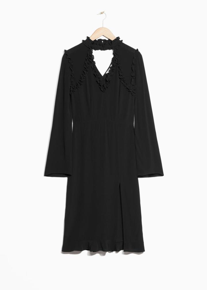 Other Stories Frilled Collar Dress - Black