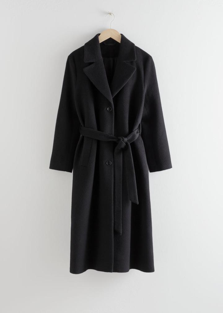 Other Stories Relaxed Alpaca Blend Coat - Black