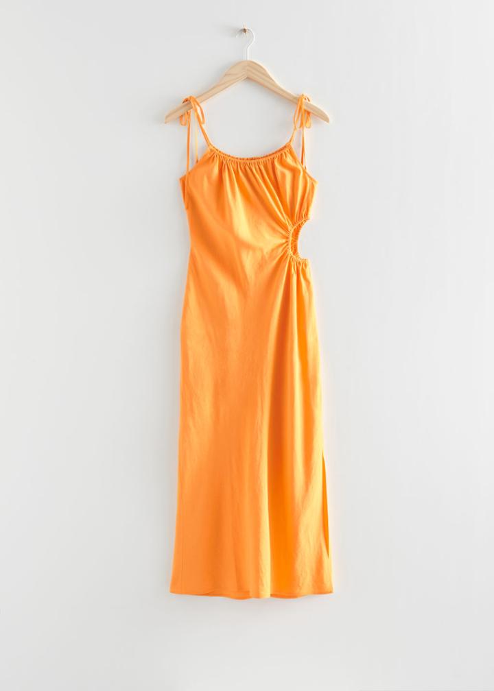 Other Stories Strappy Cut-out Midi Dress - Yellow