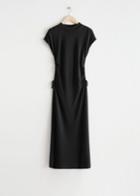 Other Stories Sleeveless Drawstring Midi Dress - Black