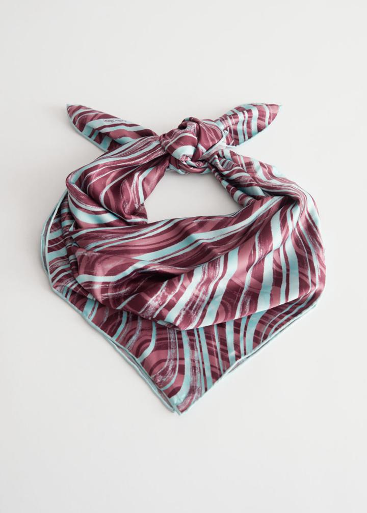 Other Stories Graphic Printed Square Scarf - Turquoise
