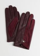 Other Stories Duo Leather Suede Gloves - Red