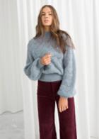 Other Stories Eyelet Knit Wool Blend Sweater - Turquoise
