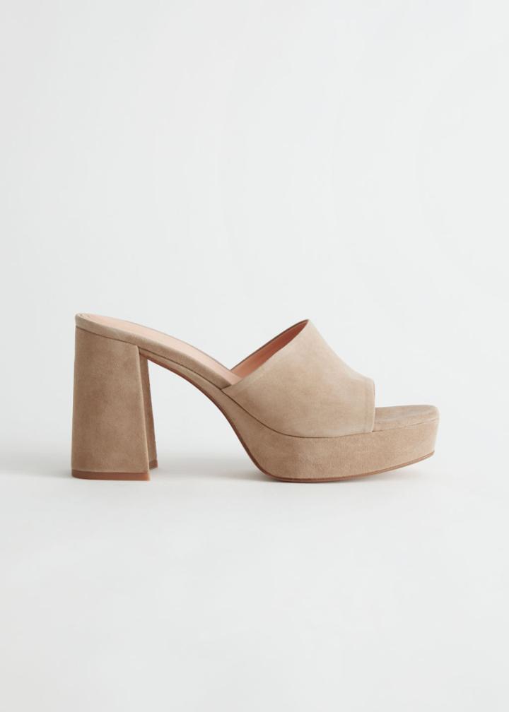 Other Stories Suede Platform Mule Sandals - White
