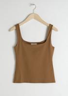 Other Stories Square Cut Tank Top - Beige