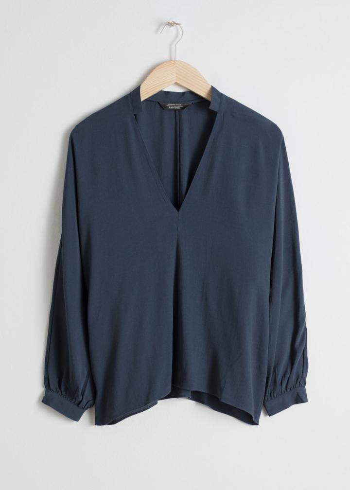 Other Stories Billowy V-neck Blouse - Blue