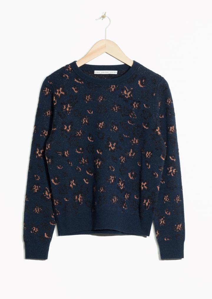 Other Stories Metallic Flowers Sweater