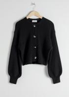 Other Stories High Neck Cotton Blend Cardigan - Black