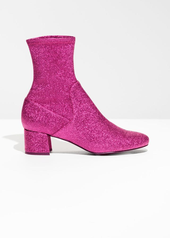 Other Stories Pull On Suede Boots - Pink