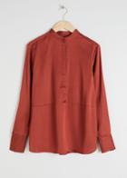 Other Stories Button Down Satin Blouse - Red