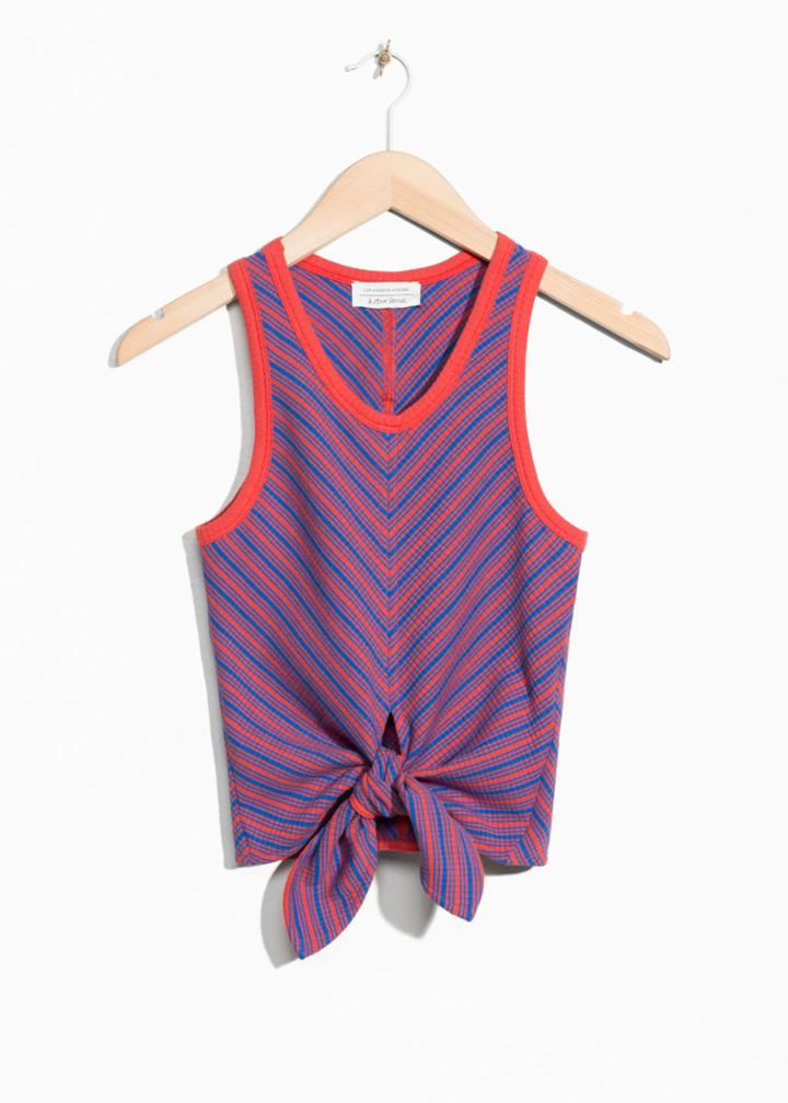 Other Stories Graphic Print Tie Top - Blue
