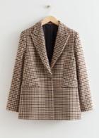 Other Stories Single Button Tweed Blazer - Beige