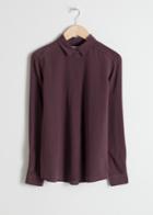 Other Stories Silk Button Down Shirt - Purple