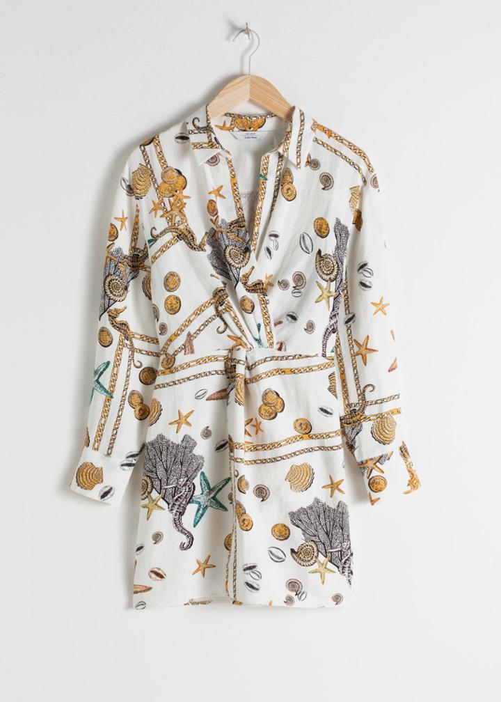 Other Stories Seashell Twist Knot Dress - White