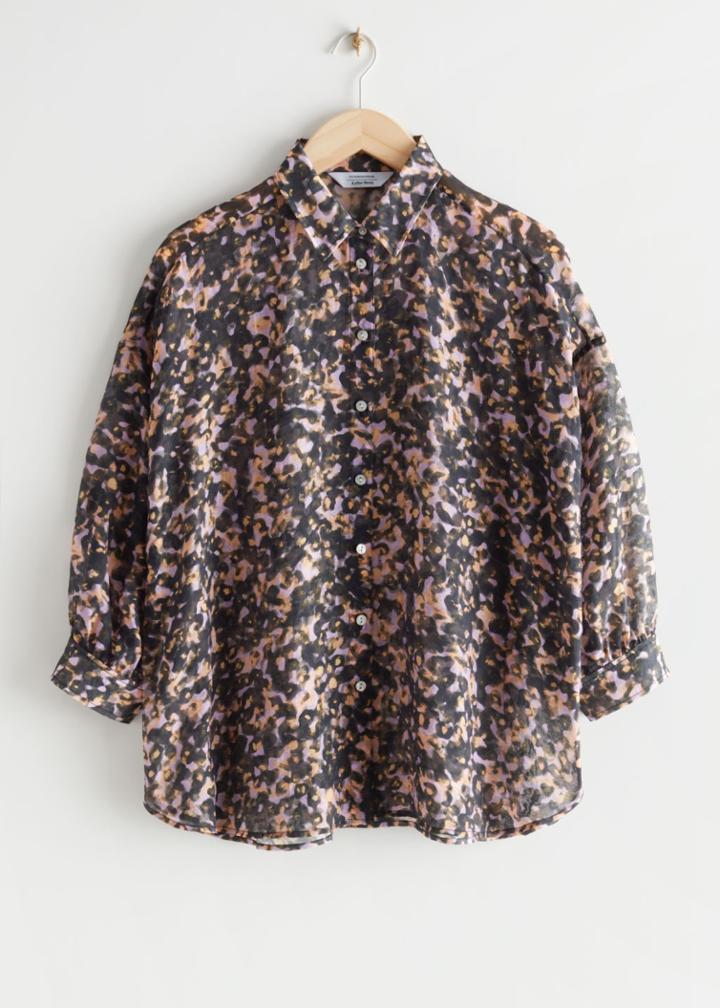 Other Stories Voluminous Printed Shirt - Black