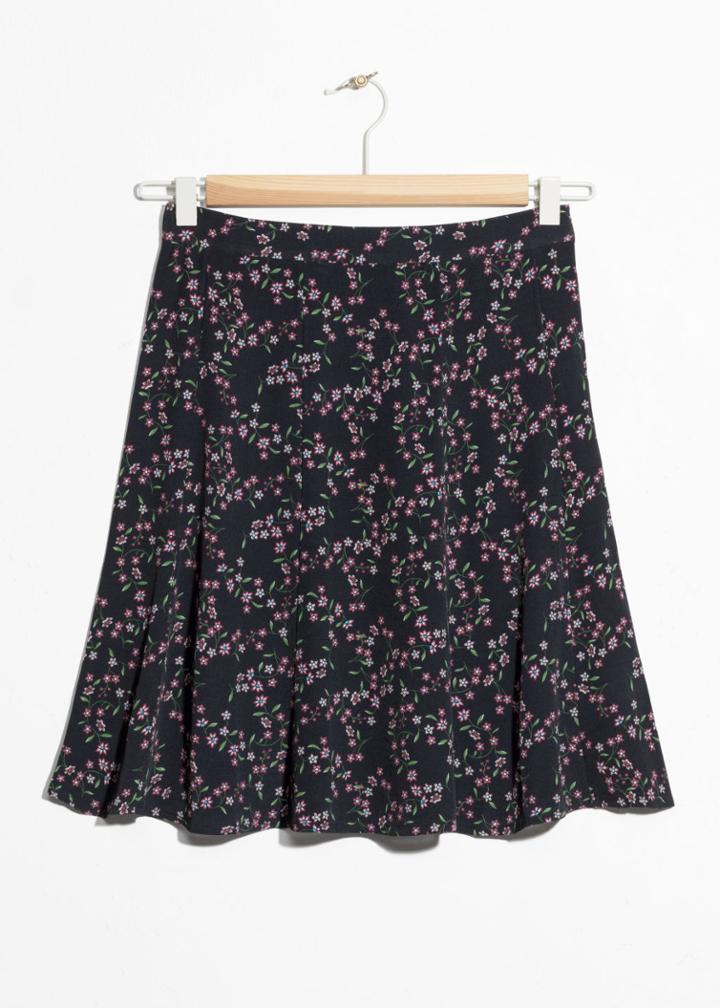 Other Stories Floral Print Circle Skirt - Black