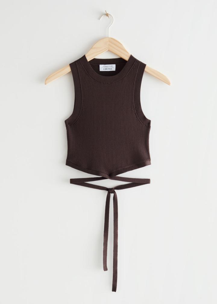 Other Stories Criss-cross Crop Top - Brown