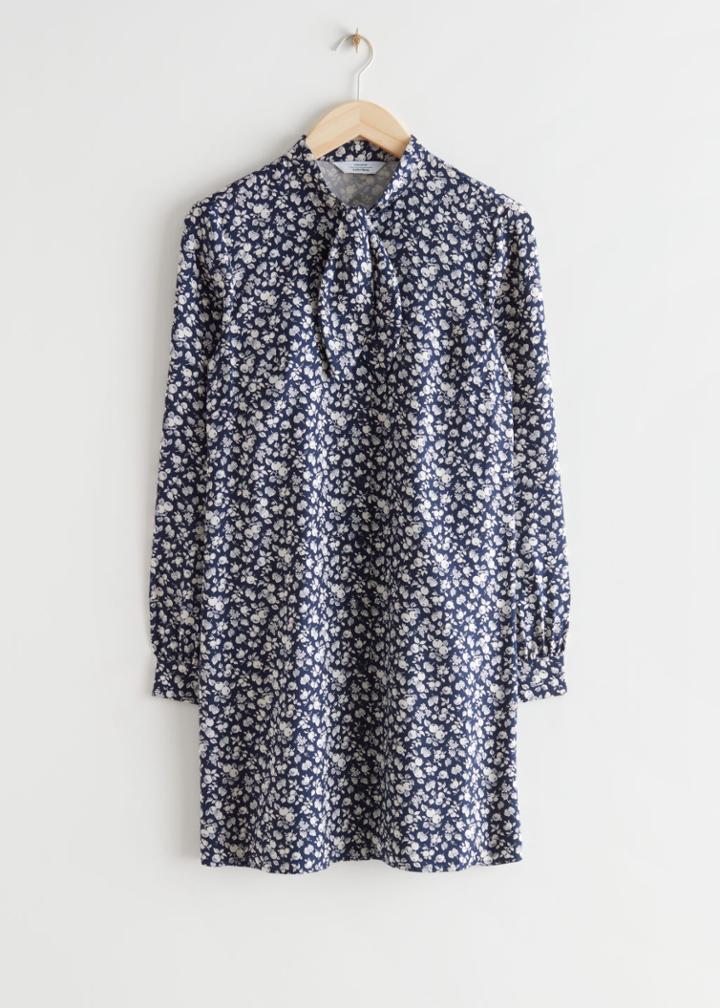 Other Stories Scarf Collar Mini Dress - Blue