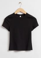Other Stories Ribbed Cropped T-shirt - Black