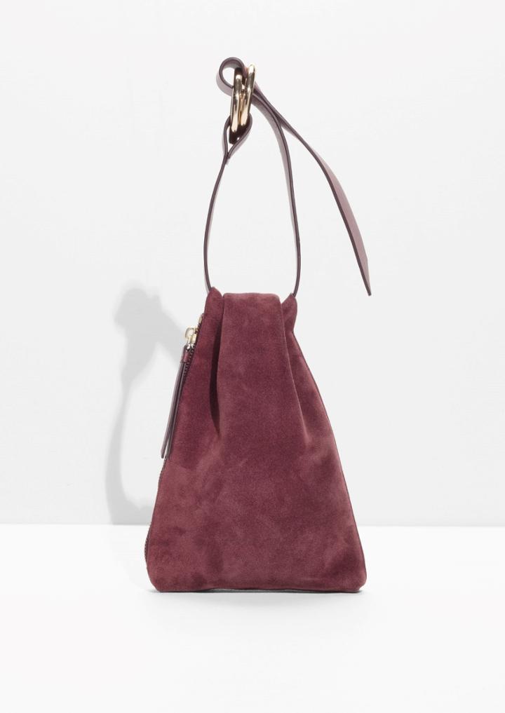 Other Stories Suede Clutch With Large Hoops