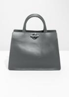 Other Stories Large Leather Chain Bag - Grey