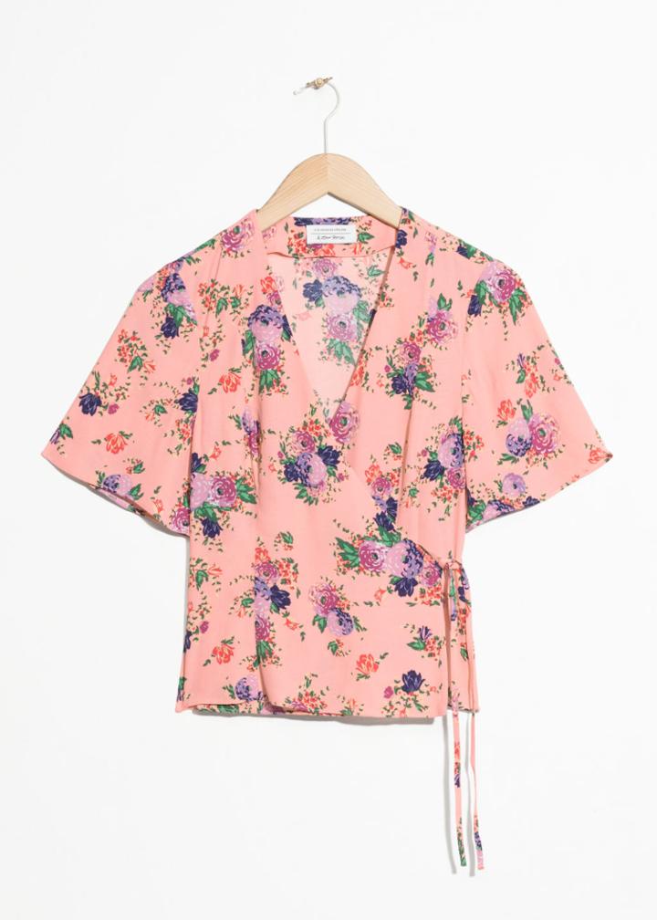 Other Stories Wrap Tie Blouse - Orange