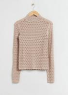 Other Stories Fitted Pointelle-knit Scalloped Edge Top - Beige