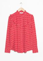Other Stories Heart Print Ruffle Blouse - Red
