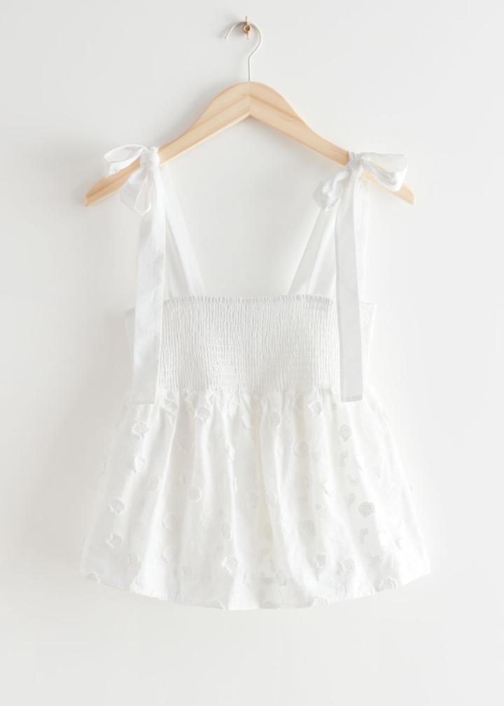 Other Stories Floral Applique Strap Top - White