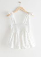 Other Stories Floral Applique Strap Top - White