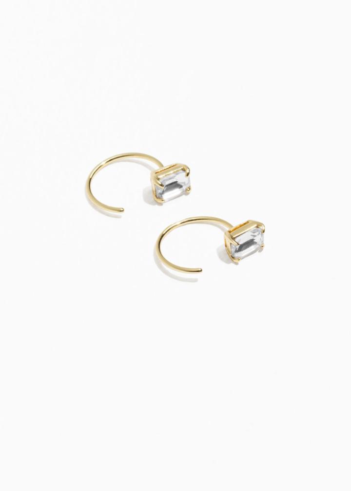 Other Stories Crystal Hoop Earrings - White