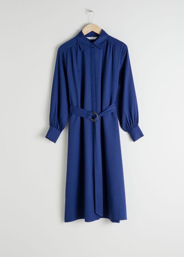 Other Stories Belted Lyocell Midi Dress - Blue